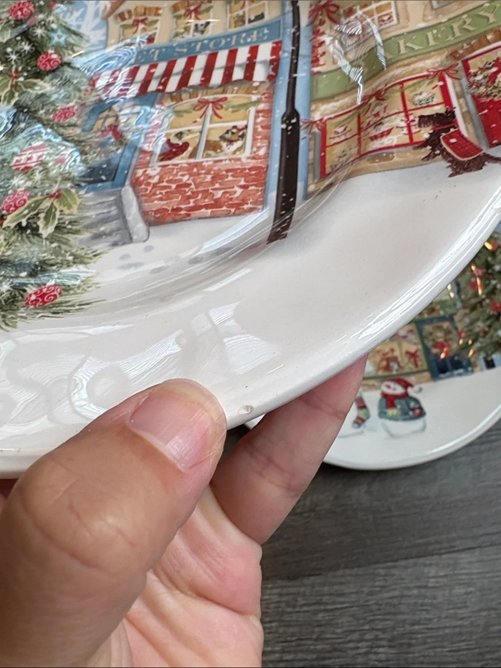 Pier 1 Christmas Village Salad/Dessert Plates Set of 4 Holiday